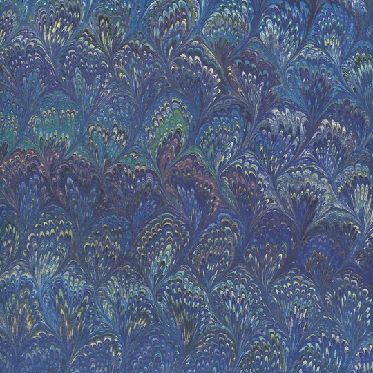 Blue Marbeled Feathers Italian Print Paper ~ Carta Fiorentina Italy